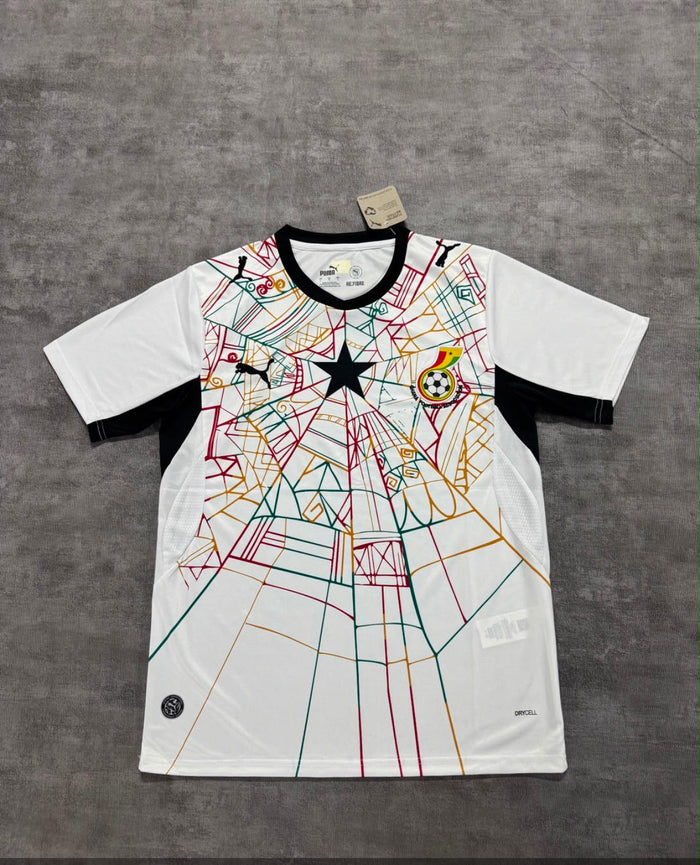 Maillot Domicile Ghana 2026 – Blanc, Noir, Rouge, Jaune & Vert