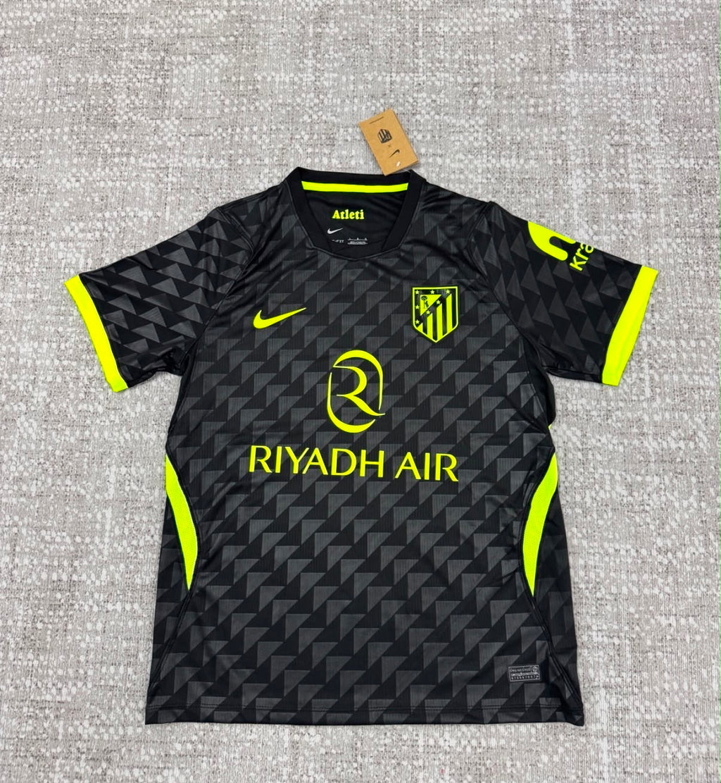 Maillot extérieur Atlético Madrid 2026/27 noir et jaune fluo - face