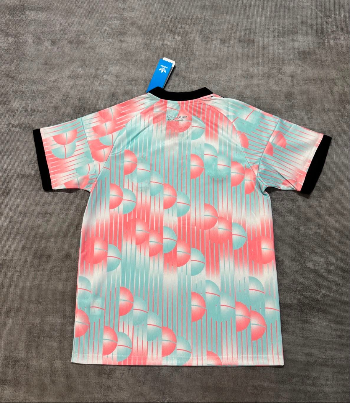 Maillot Belgique style rétro rose et vert menthe - dos