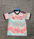 Maillot Belgique style rétro rose et vert menthe - face