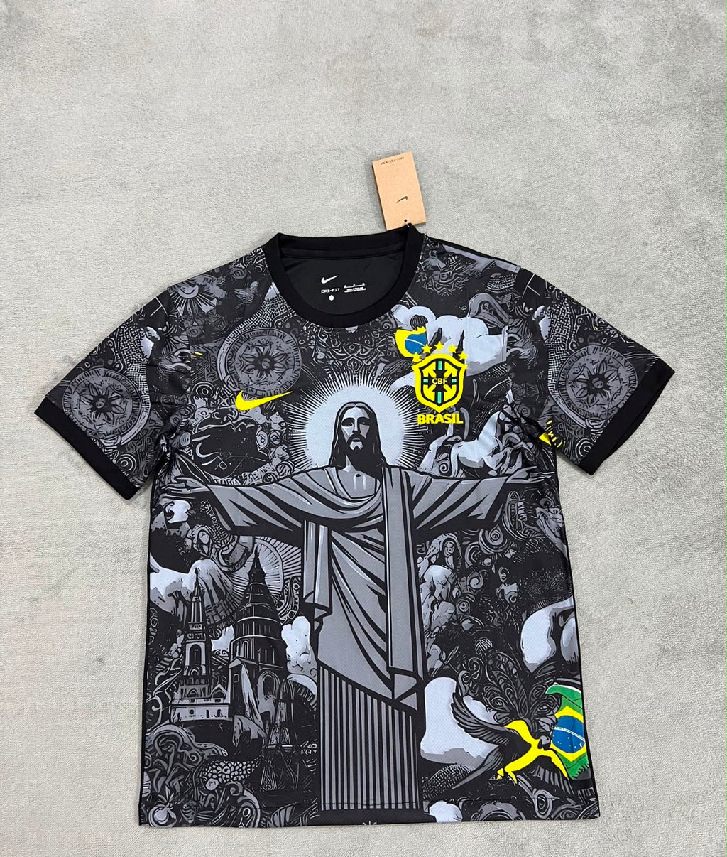 Maillot spécial Brésil Cristo Redentor noir et gris - face
