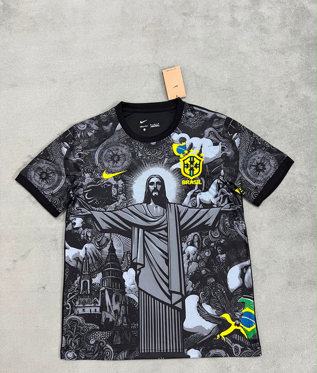 Maillot spécial Brésil Cristo Redentor noir et gris - face