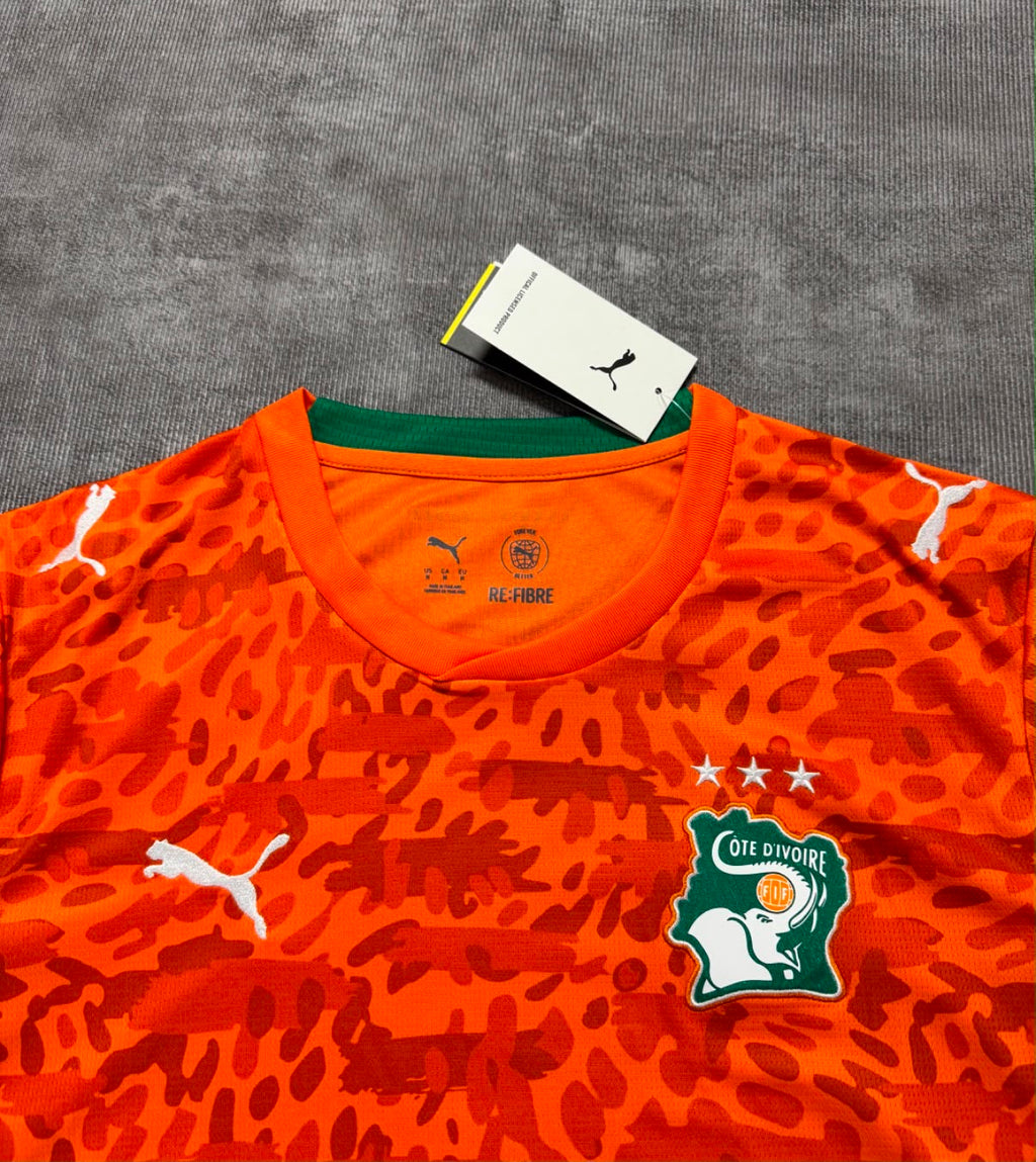 Détail maillot domicile Côte d'Ivoire 2026 - écusson et Puma