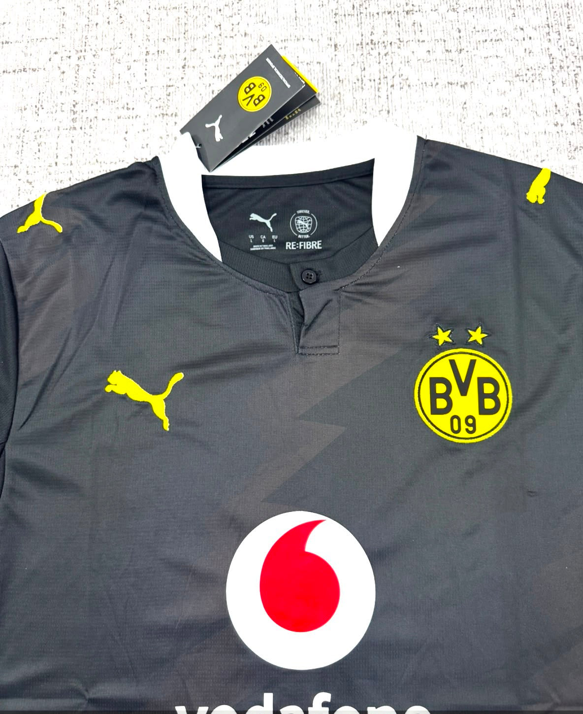 Maillot extérieur Borussia Dortmund 2026/27 noir et jaune - détail