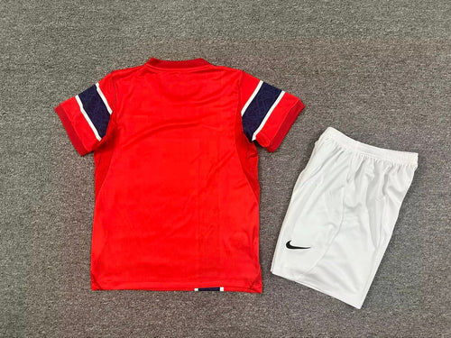 Ensemble enfant Norvège rouge, bleu marine et blanc - vue de dos