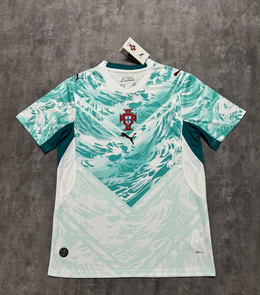 Maillot Portugal blanc et vert eau - face