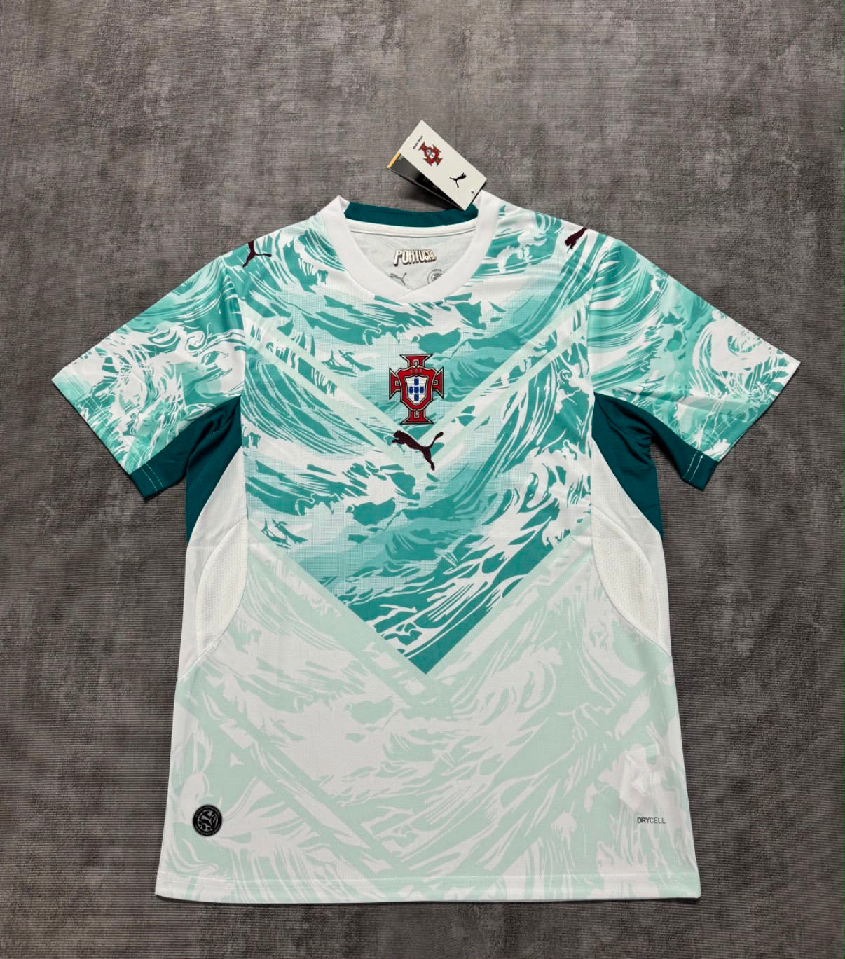 Maillot Portugal blanc et vert eau - face