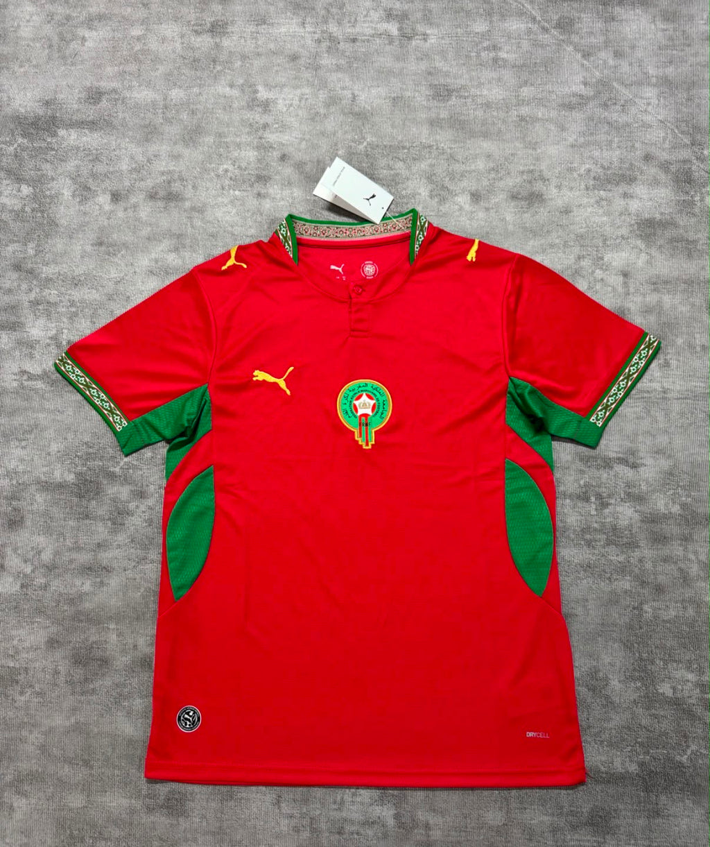 Maillot domicile Maroc 2026 rouge vert et or - face
