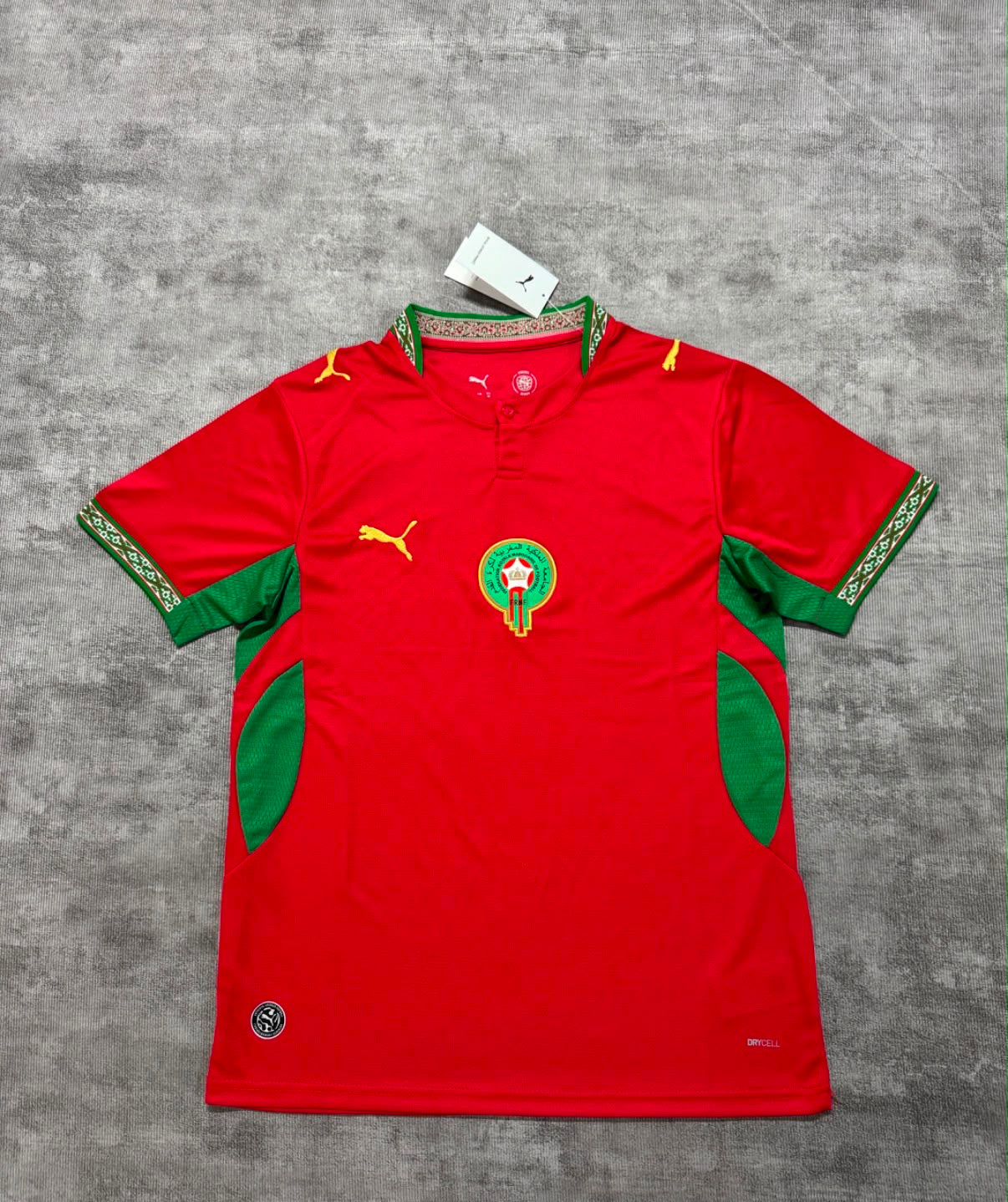 Maillot domicile Maroc 2026 rouge vert et or - face