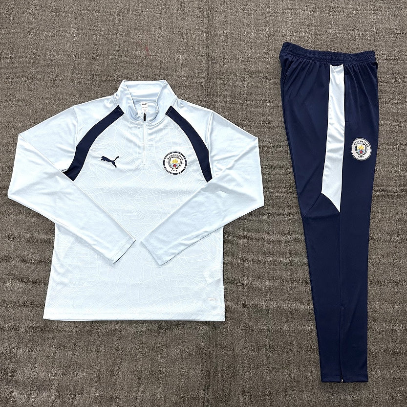 Survêtement Manchester City blanc et bleu marine